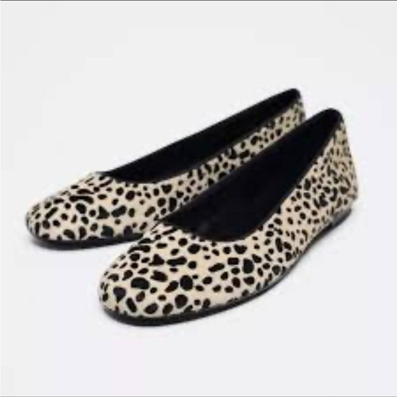 Zara Shoes - Zara leather animal print ballet flats